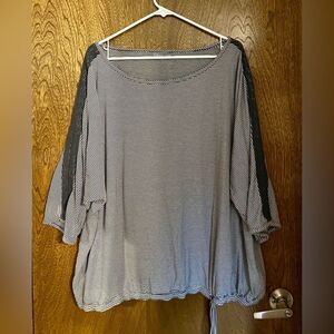 Coldwater Creek blue white striped top